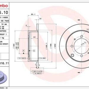 Brzdový kotouč BREMBO 08.8316.10 Brzdový kotouč BREMBO 08.8316.10
