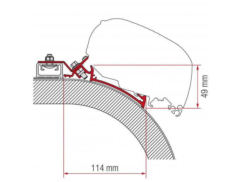 Adaptér na uchycení markýzy Fiamma F65 a F80 delky 400 cm na střechu Rapido Distinction 306056