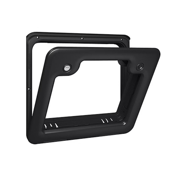 Dvířka servisní Thetford Service Door 3 pro kazetové WC / úložný prostor, výřez 349 × 296 mm, pro tloušťku stěny 23–39 mm, černá barva (RAL 9005) 310792