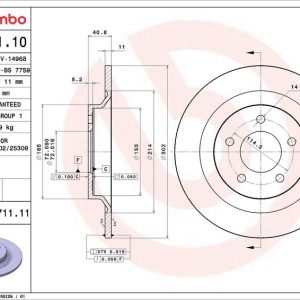 Brzdový kotouč BREMBO 08.A711.11 Brzdový kotouč BREMBO 08.A711.11