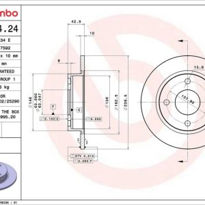 Brzdový kotouč BREMBO 08.5164.24 Brzdový kotouč BREMBO 08.5164.24