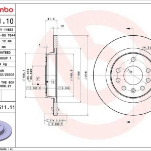 Brzdový kotouč BREMBO 08.9511.10 Brzdový kotouč BREMBO 08.9511.10