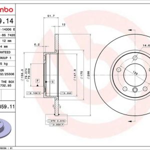 Brzdový kotouč BREMBO 08.5359.11 Brzdový kotouč BREMBO 08.5359.11