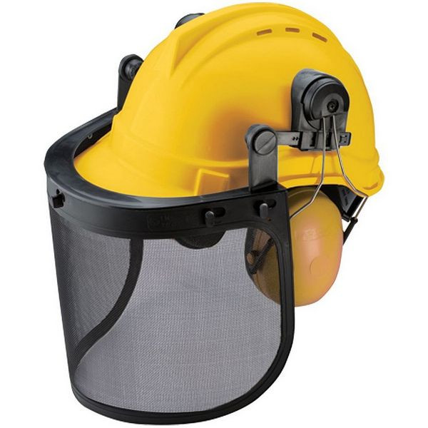 Přilba ochranná, štít, sluchátka, SM-409, plast 740949