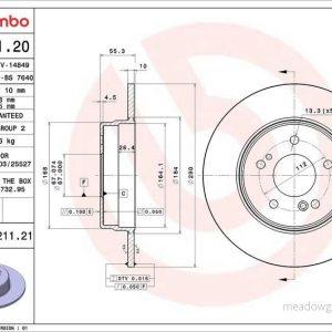 Brzdový kotouč BREMBO 08.7211.20 Brzdový kotouč BREMBO 08.7211.20