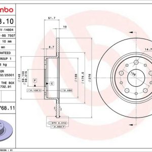 Brzdový kotouč BREMBO 08.6768.11 Brzdový kotouč BREMBO 08.6768.11