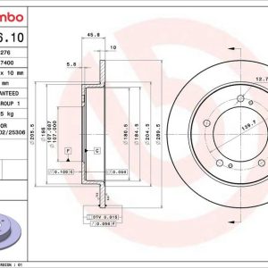 Brzdový kotouč BREMBO 08.5266.10 Brzdový kotouč BREMBO 08.5266.10