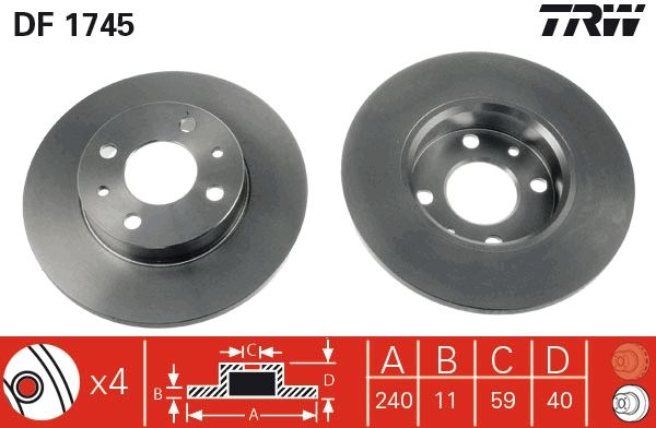TR DF1745 Brzdový kotouč TRW - lakovaný