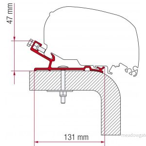 Adaptér na uchycení markýzy Fiamma F65 a F80S delky 450 cm na střechu Hymer 306049 Adaptér na uchycení markýzy Fiamma F65 a F80S delky 450 cm na střechu Hymer 306049