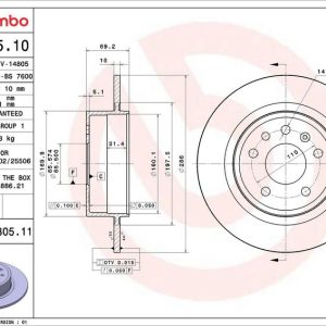 Brzdový kotouč BREMBO 08.8305.10 Brzdový kotouč BREMBO 08.8305.10