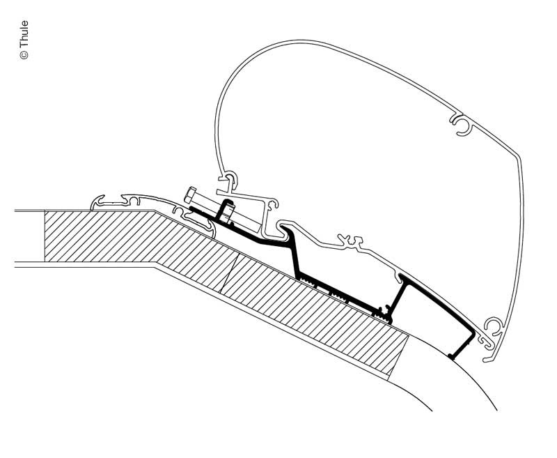 Adaptér střešní pro montáž markýz Thule Omnistor na LMC Liberty TI / TEC (šířka 300 cm) 315585