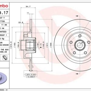 Brzdový kotouč BREMBO 08.A239.17 Brzdový kotouč BREMBO 08.A239.17
