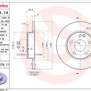 Brzdový kotouč BREMBO 08.8679.14 Brzdový kotouč BREMBO 08.8679.14