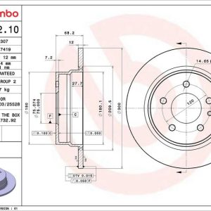 Brzdový kotouč BREMBO 08.5442.10 Brzdový kotouč BREMBO 08.5442.10