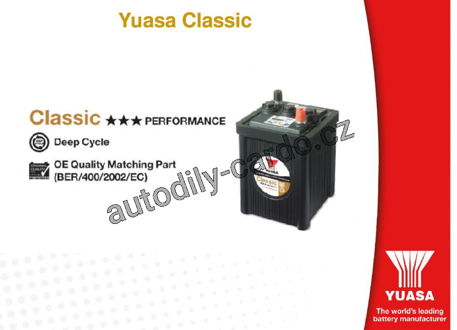 Autobaterie YUASA 521 CLASSIC 112Ah 400A 6V P+ /291x172x223/