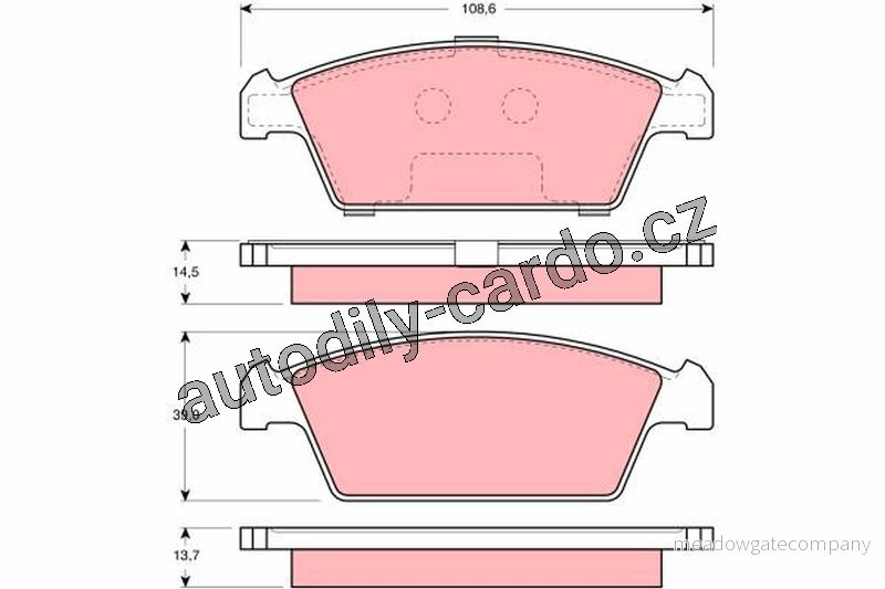 Sada brzdových destiček TRW GDB3108 - DAEWOO TICO