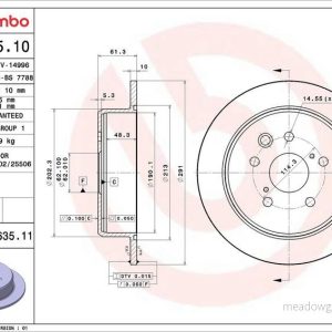 Brzdový kotouč BREMBO 08.A635.11 Brzdový kotouč BREMBO 08.A635.11