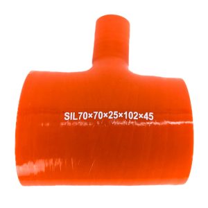 Hadice silikonová spojka T, průměr 70x70x25 mm, délka 102×45 mm, oranžová 731978