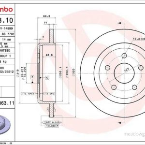 Brzdový kotouč BREMBO 08.A863.11 Brzdový kotouč BREMBO 08.A863.11