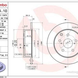 Brzdový kotouč BREMBO 08.A714.10 nahrazen 08.A714.11 Brzdový kotouč BREMBO 08.A714.10 nahrazen 08.A714.11