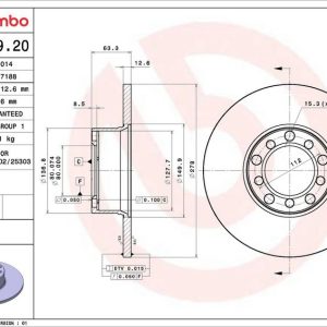Brzdový kotouč BREMBO 08.3189.20 Brzdový kotouč BREMBO 08.3189.20