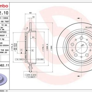 Brzdový kotouč BREMBO 08.9462.11 Brzdový kotouč BREMBO 08.9462.11