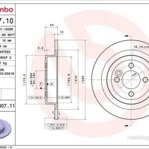 Brzdový kotouč BREMBO 08.C307.11 Brzdový kotouč BREMBO 08.C307.11